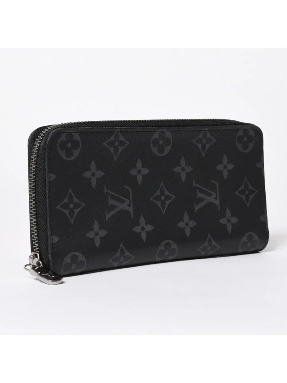 Louis Vuitton Zippy Wallet Vertical Monogram Eclipse Canvas Black Silver
